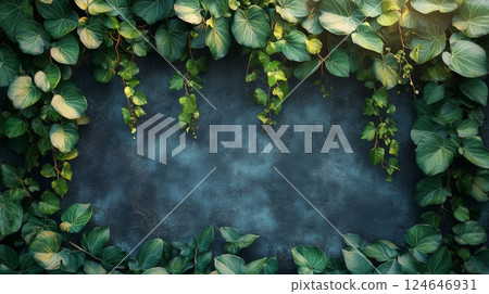 Lush green vine foliage thriving in vibrant landscaping for indoor elegant ambiance 124646931