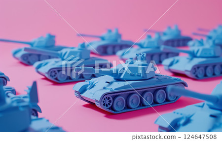 toy military tank pattern on pink background, war and conflict illustration concept, heavy weapon industry wallpaper toy military tank pattern on pink background, war and conflict illustration concept, heavy weapon industry wallpaper 124647508