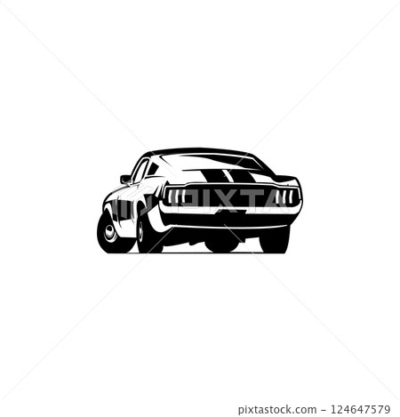 Ford mustang car legend. silhouette illustration vector design. best for logo, badge, emblem. 124647579