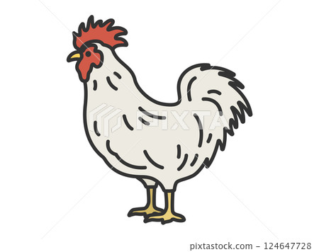 Illustration of a chicken (line drawing color) Illustration of a chicken (line drawing color) 124647728