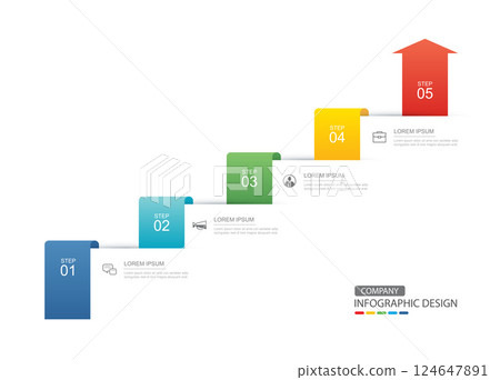 5 data infographics tab index layout template. Illustration business abstract background. 124647891