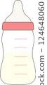 直立放置的裝有內容物的嬰兒奶瓶 124648060