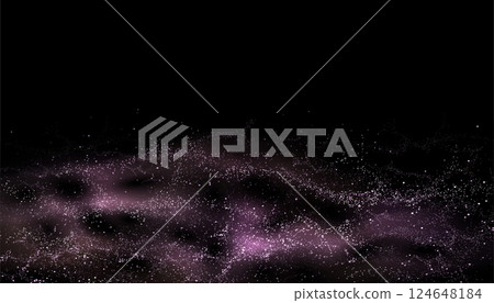 Illustration with isolated abstract white wave pattern with tinsel on black background Illustration with isolated abstract white wave pattern with tinsel on black background 124648184