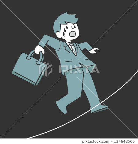 Image of an office worker failing to walk a tightrope 124648506