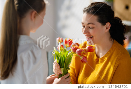 daughter and mom with flowers 124648701