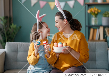 family preparing for Easter family preparing for Easter 124648713