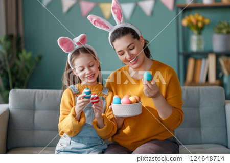 family preparing for Easter family preparing for Easter 124648714