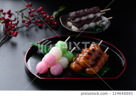 三種串燒（日式點心） 禦手洗團子 三色團子 串燒 124648893