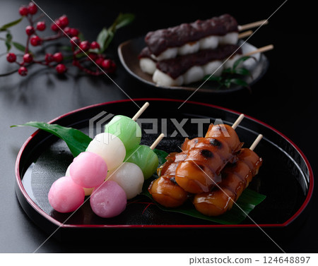 三種串燒（日式點心） 禦手洗團子 三色團子 串燒 124648897