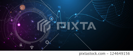 Futuristic blue abstract artificial intelligence and science data concept Futuristic blue abstract artificial intelligence and science data concept 124649156