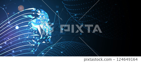 Futuristic blue abstract artificial intelligence and science data concept Futuristic blue abstract artificial intelligence and science data concept 124649164