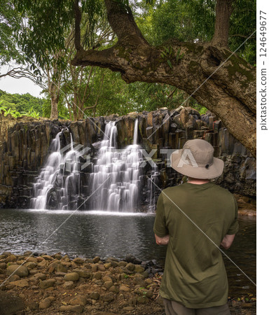 Tourist Admiring Rochester Falls in Mauritius 124649677