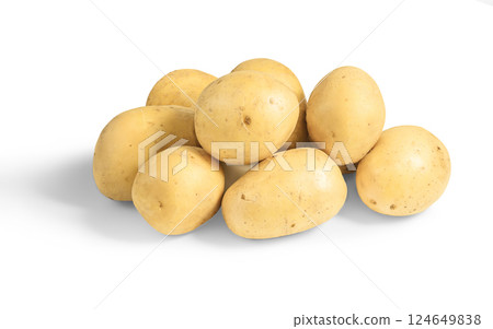 Fresh raw Potatoes heap isolated on white 124649838