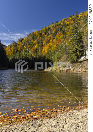 Landscape near Dedinky and Stratena with Hnilec river, National Park Slovak Paradise, Slovakia 124649880