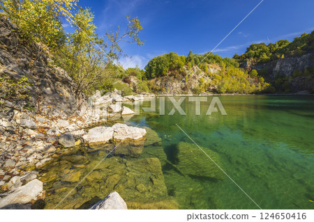 Benatina travertine, natural monument and protected landscape area Vihorlat, Slovakia 124650416