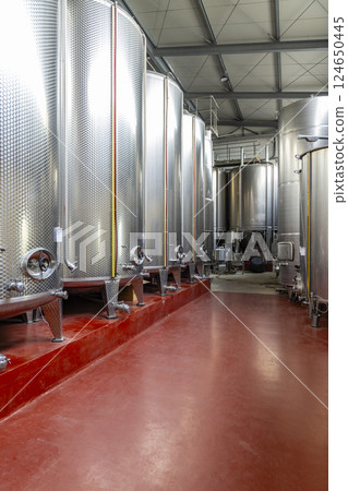 Wine cellar, Cascina Montalbera, Castagnole Monferrato, Piedmont, Italy Wine cellar, Cascina Montalbera, Castagnole Monferrato, Piedmont, Italy 124650445