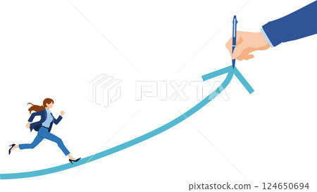 Illustration of a roadmap to achieving goals (businesswoman) 124650694