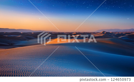 朝霞下的星空與藍色沙漠 4 124650973