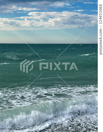 Black Sea in autumn in Sochi 124651068