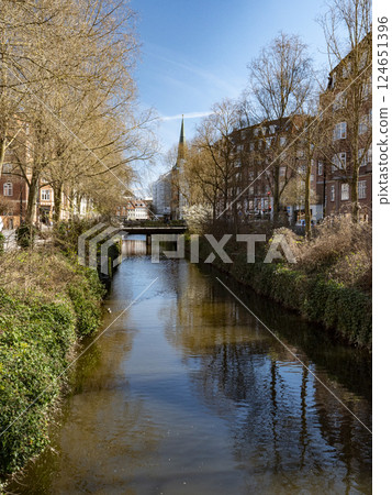 View down the river Aarhus Aa in the early spring View down the river Aarhus Aa in the early spring 124651396