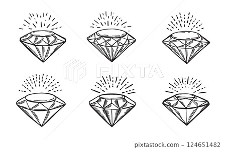 Diamonds set, Hand drawn style, vector illustration.	 124651482