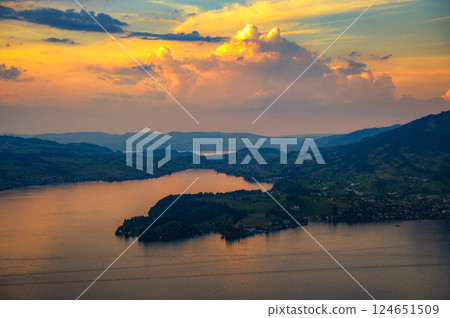 Sunset Over Lake Lucerne from Burgenstock, Switzerland 124651509