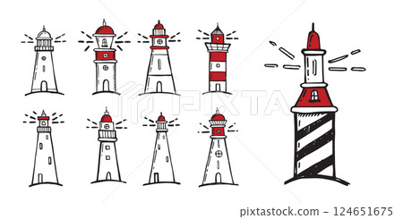 Lighthouse. Flat design, vector illustration. Lighthouse. Flat design, vector illustration. 124651675