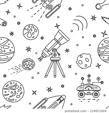 Space Pattern Telescope Planets Shuttle Galaxy 124651804