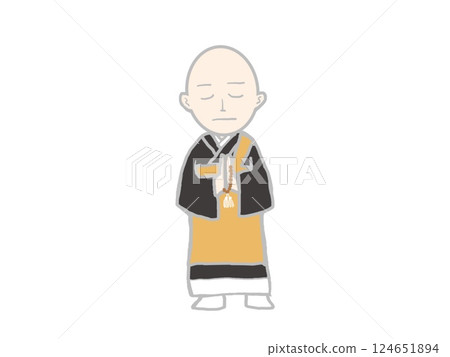 Full-body figure of a monk praying with his hands together 124651894