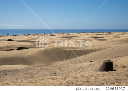 Sand dunes and Atlantic ocean, Gran Canaria, Spain Sand dunes and Atlantic ocean, Gran Canaria, Spain 124651917