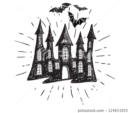halloween, castle, vector 124651955
