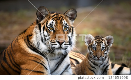 Wild tiger parent and child 3 Wild tiger parent and child 3 124651998