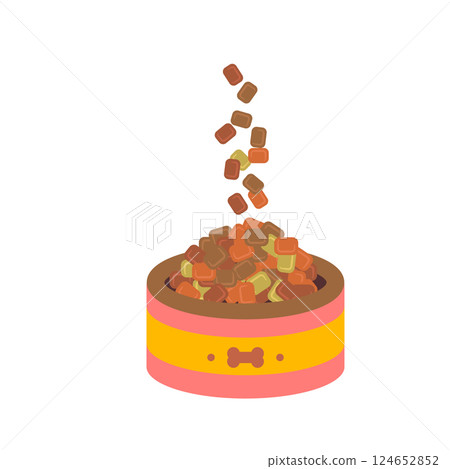 Dry pet food , cat color kibble, meat and vegetable pellets, cat protein croquette meal, food granules Dry pet food , cat color kibble, meat and vegetable pellets, cat protein croquette meal, food granules 124652852