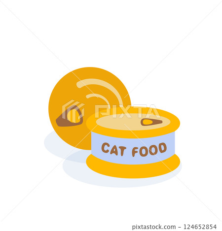 Pet Food in Round Packag? Icon, Wet Food for Cats, Kitty Canned Pate, Pet Food Closed Jar 124652854