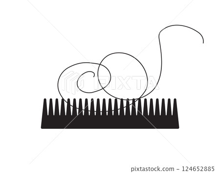 Comb with Hair Loss Icon, Hair Fall on Brush Silhouette, Scalp Health Care Sign, Hair Losing 124652885