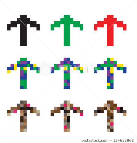 Pixel arrow icon, 8 bit computing pointer, retro style directional cursor, bit arrow 124652968