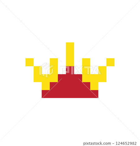 Pixel art crown, 8 bit king icon, retro style queen symbol, minimalist princess tiara mosaic Pixel art crown, 8 bit king icon, retro style queen symbol, minimalist princess tiara mosaic 124652982