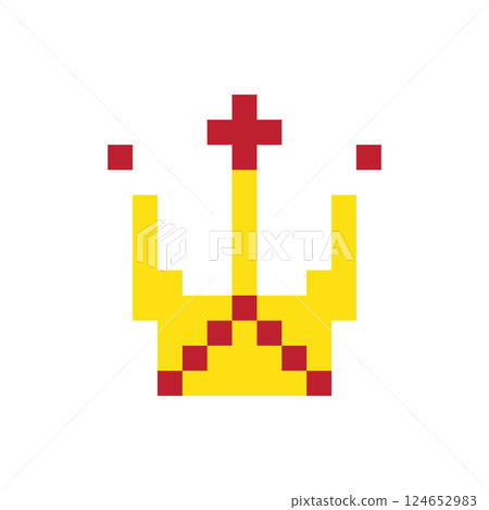 Pixel art crown, 8 bit king icon, retro style queen symbol, minimalist princess tiara mosaic Pixel art crown, 8 bit king icon, retro style queen symbol, minimalist princess tiara mosaic 124652983