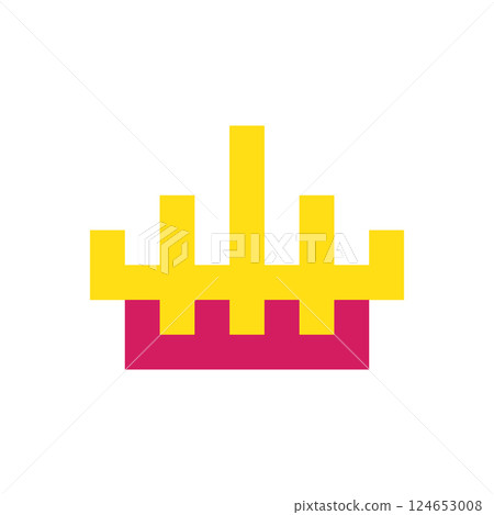 Pixel art crown, 8 bit king icon, retro style queen symbol, minimalist princess tiara mosaic Pixel art crown, 8 bit king icon, retro style queen symbol, minimalist princess tiara mosaic 124653008