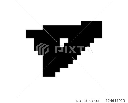 Pixel art eye icon, 8 bit retro style human eyeball, simple computing see symbol 124653023