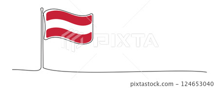 Single line Austrian flag, one line Austria symbol, red and white national emblem Single line Austrian flag, one line Austria symbol, red and white national emblem 124653040