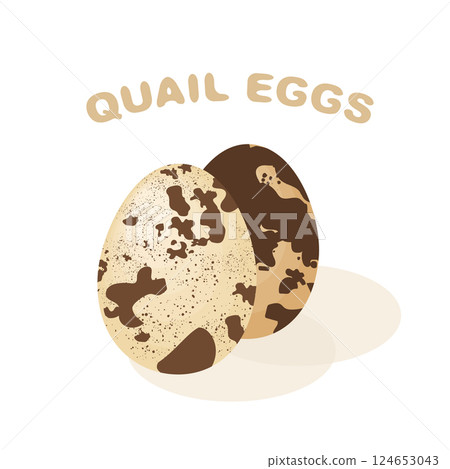 Quail Eggs Icon, Diet Protein Product with Eggshell Set, Shell Speckled Texture, Shell Spotted Quail Eggs Icon, Diet Protein Product with Eggshell Set, Shell Speckled Texture, Shell Spotted 124653043