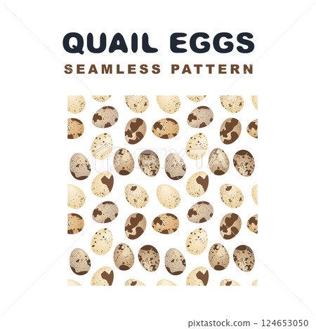Quail Eggs Icon, Diet Protein Product with Eggshell Set, Shell Speckled Texture, Shell Spotted 124653050