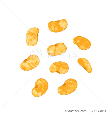 Roasted broad beans snack icon, fried vicia faba, spicy legume, crispy big beans chips for salads 124653051