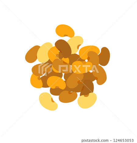 Roasted broad beans snack icon, fried vicia faba, spicy legume, crispy big beans chips for salads 124653053