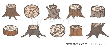 Old stumps of different trees set Old stumps of different trees set 124653109