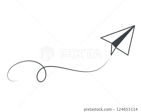 Paper airplane with trajectory motion doodle sketch style illustration Paper airplane with trajectory motion doodle sketch style illustration 124653114