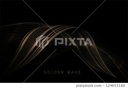 Isolated component, wavy illustration of brown color with tinsel on black background Isolated component, wavy illustration of brown color with tinsel on black background 124653180