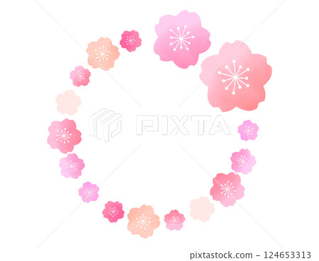 Spring-like, round, cute cherry blossom frame material 2 Spring-like, round, cute cherry blossom frame material 2 124653313