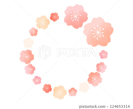 Spring-like, cute round cherry blossom frame material 1 Spring-like, cute round cherry blossom frame material 1 124653314